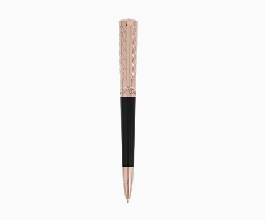 Liberte Black Natural Lacquer Pink Gold Finish Ballpoint Pen